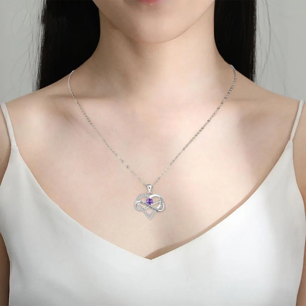 Silver Heart Necklace Anniversary Gift Necklace Romantic Heart Necklace for Women Cubic Zirconia Pendant for Valentine's for Her