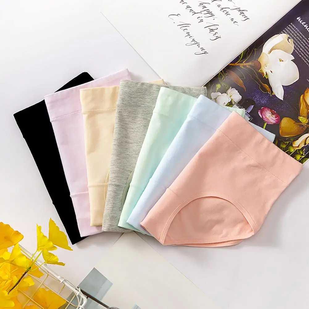 Women Underpants High Waist Butt-lifted High Elasticity Solid Color Soft Breathable Moisture-wicking Lady Panties Briefs