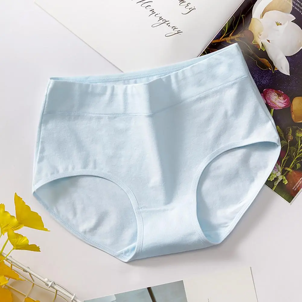 Women Underpants High Waist Butt-lifted High Elasticity Solid Color Soft Breathable Moisture-wicking Lady Panties Briefs
