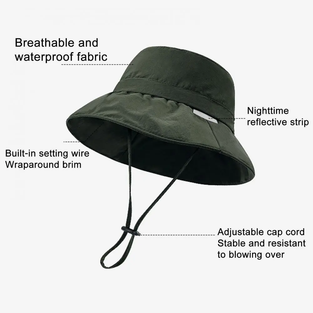 Women Fisherman Hat Sweat-resistant Fisherman Hat Stylish Reflective Stripe Fisherman Bucket Hat for Women Dome Design Basin