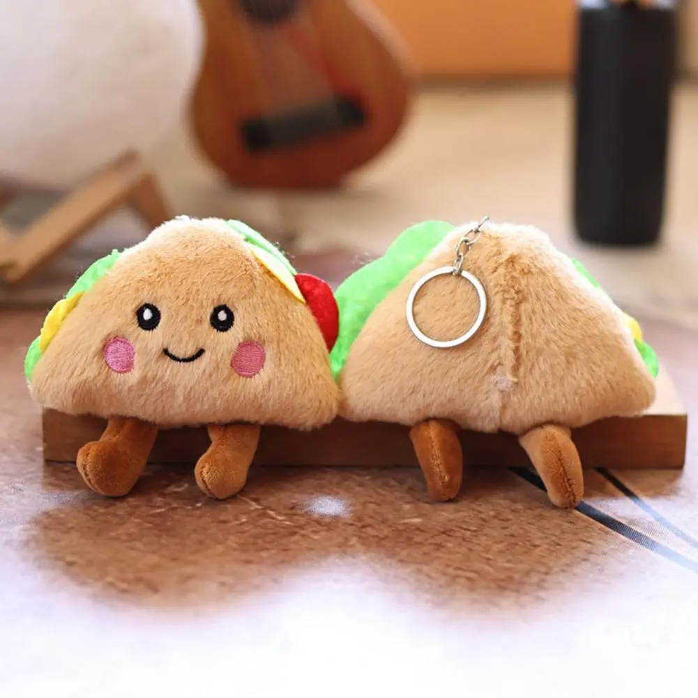 Cartoon Sandwich Style Charm Cute Doll Pendant Keychain Cartoon Style Plush Keyring for Car Backpacks Adorable Sandwich Design