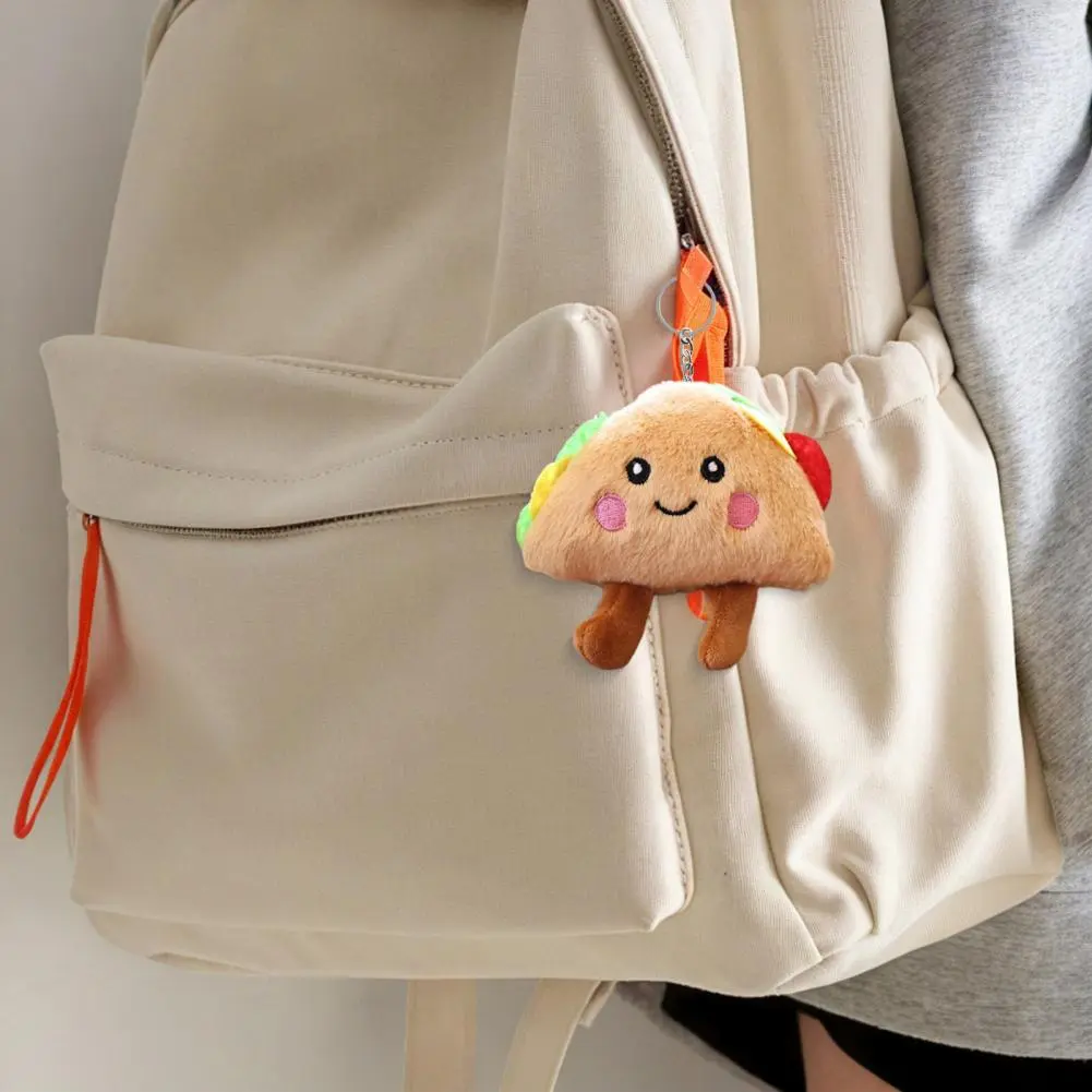 Cartoon Sandwich Style Charm Cute Doll Pendant Keychain Cartoon Style Plush Keyring for Car Backpacks Adorable Sandwich Design
