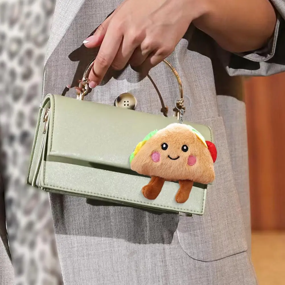 Cartoon Sandwich Style Charm Cute Doll Pendant Keychain Cartoon Style Plush Keyring for Car Backpacks Adorable Sandwich Design