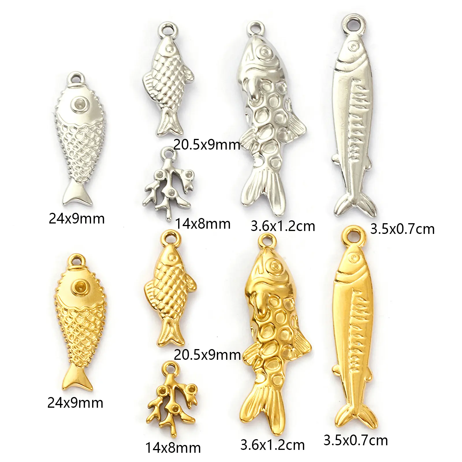 2/5 Piece 304 Stainless Steel Ocean Jewelry Charms Fish Coral Pendants For DIY Accessories Necklace Bracelet Making Findings