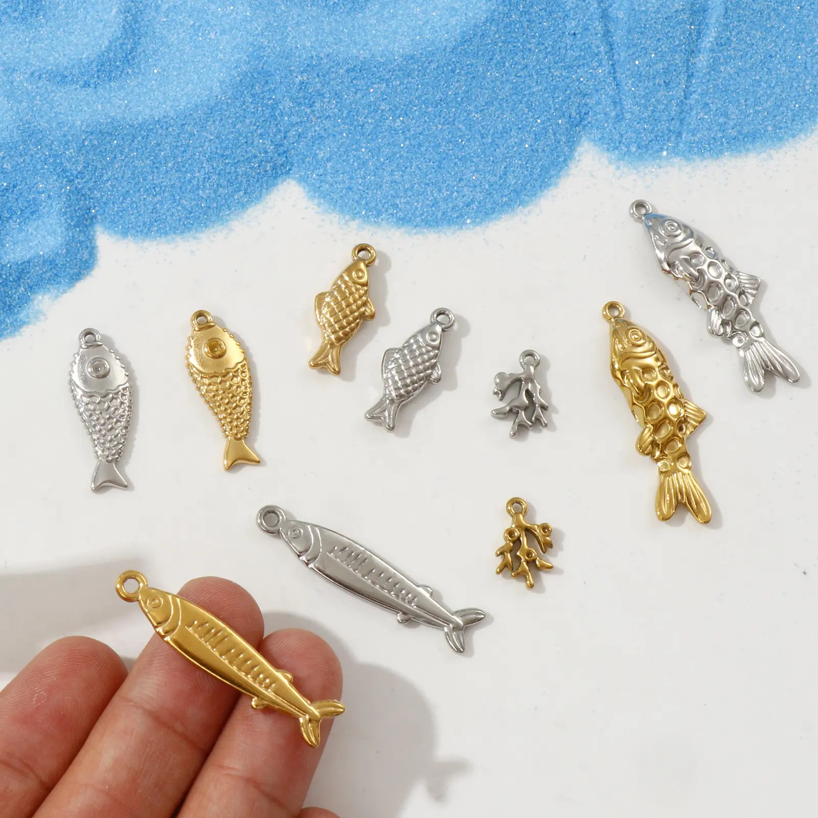 2/5 Piece 304 Stainless Steel Ocean Jewelry Charms Fish Coral Pendants For DIY Accessories Necklace Bracelet Making Findings