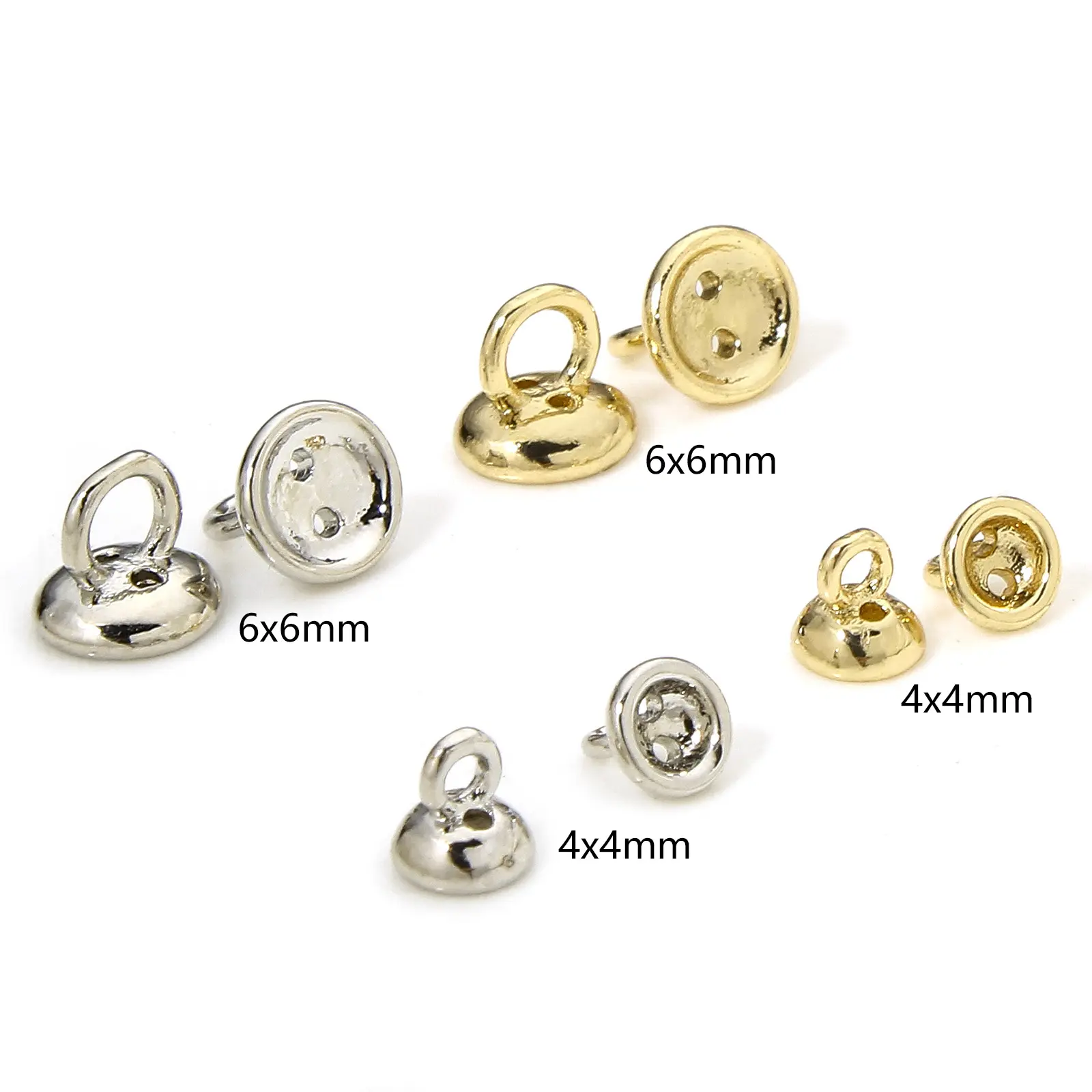 5/10PCs Brass Beads Caps 4/6MM With Holes For Threading End Caps For Necklace Bracelet Jewelry Making Round Accessories
