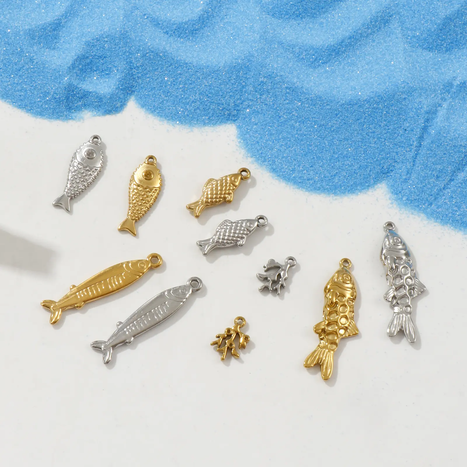 2/5 Piece 304 Stainless Steel Ocean Jewelry Charms Fish Coral Pendants For DIY Accessories Necklace Bracelet Making Findings