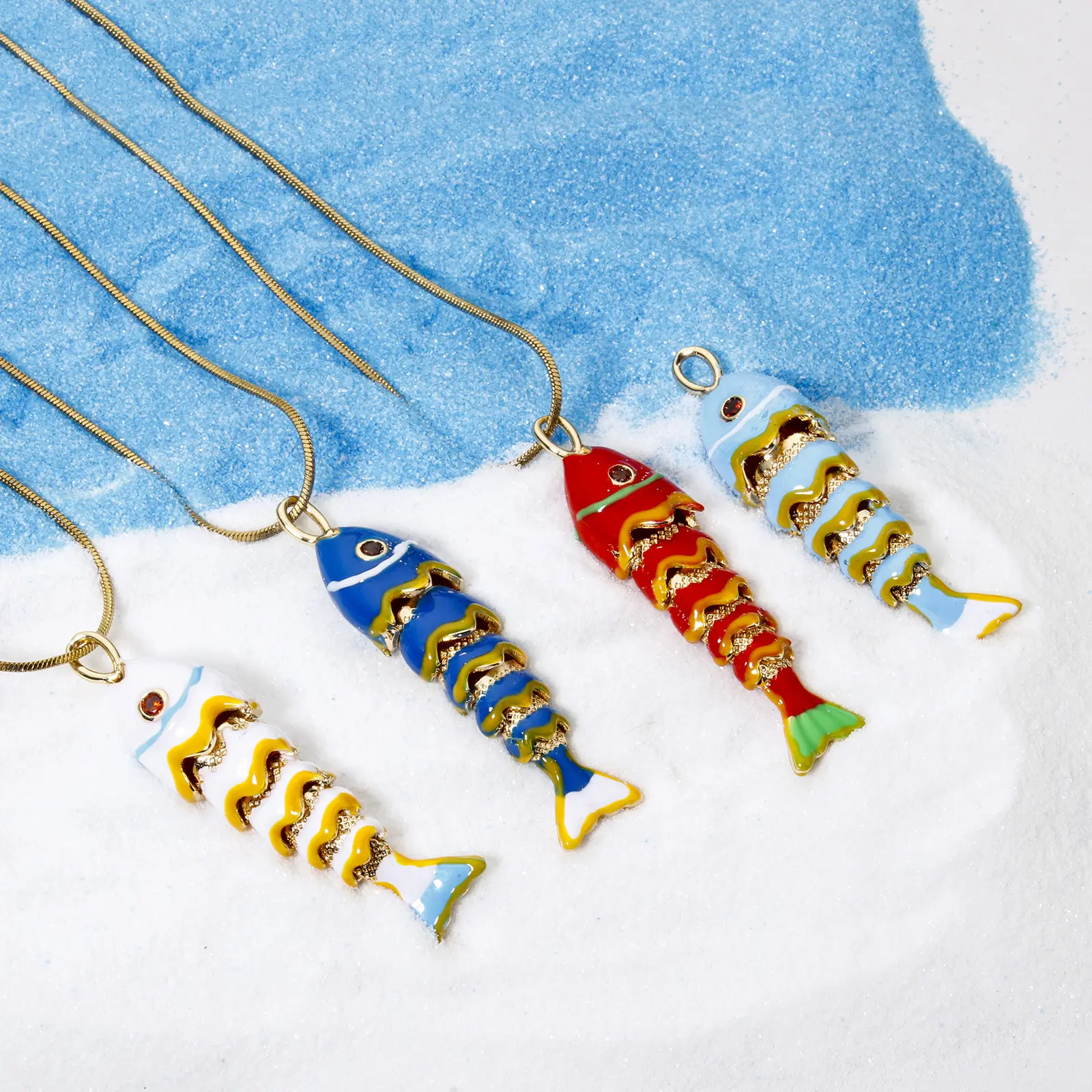 1 Piece Brass Ocean 3D Enamel Fish Animal Movable Charm Pendant 18K Gold Plated For Necklace Bracelet DIY Making