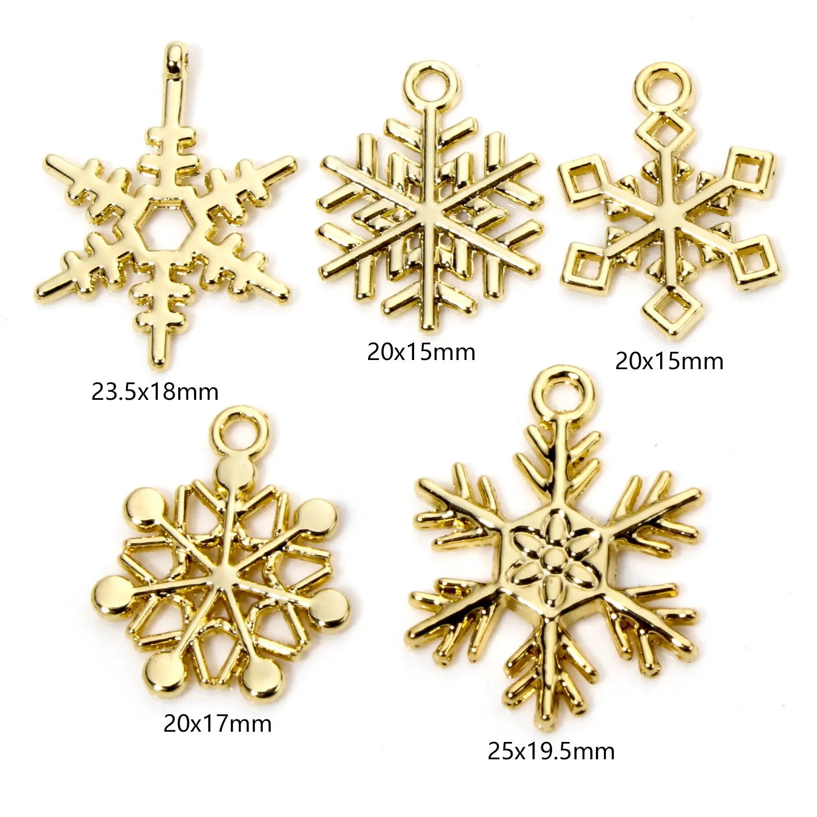 10 PCs Zinc Based Alloy Weather Collection Charms 18K Real Gold Plated Christmas Snowflake Pendants DIY Earrings Necklace Making