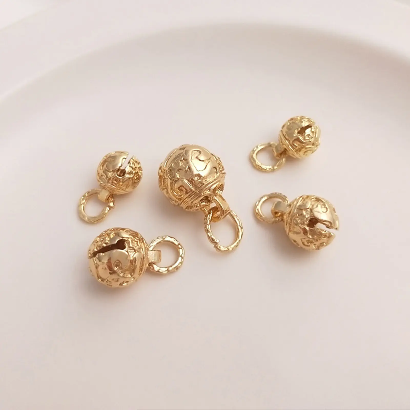 2 Piece Copper Christmas Charms Gold Color Bell Star Pendants For DIY Making Necklace KeyChains Jewelry Christmas Findings
