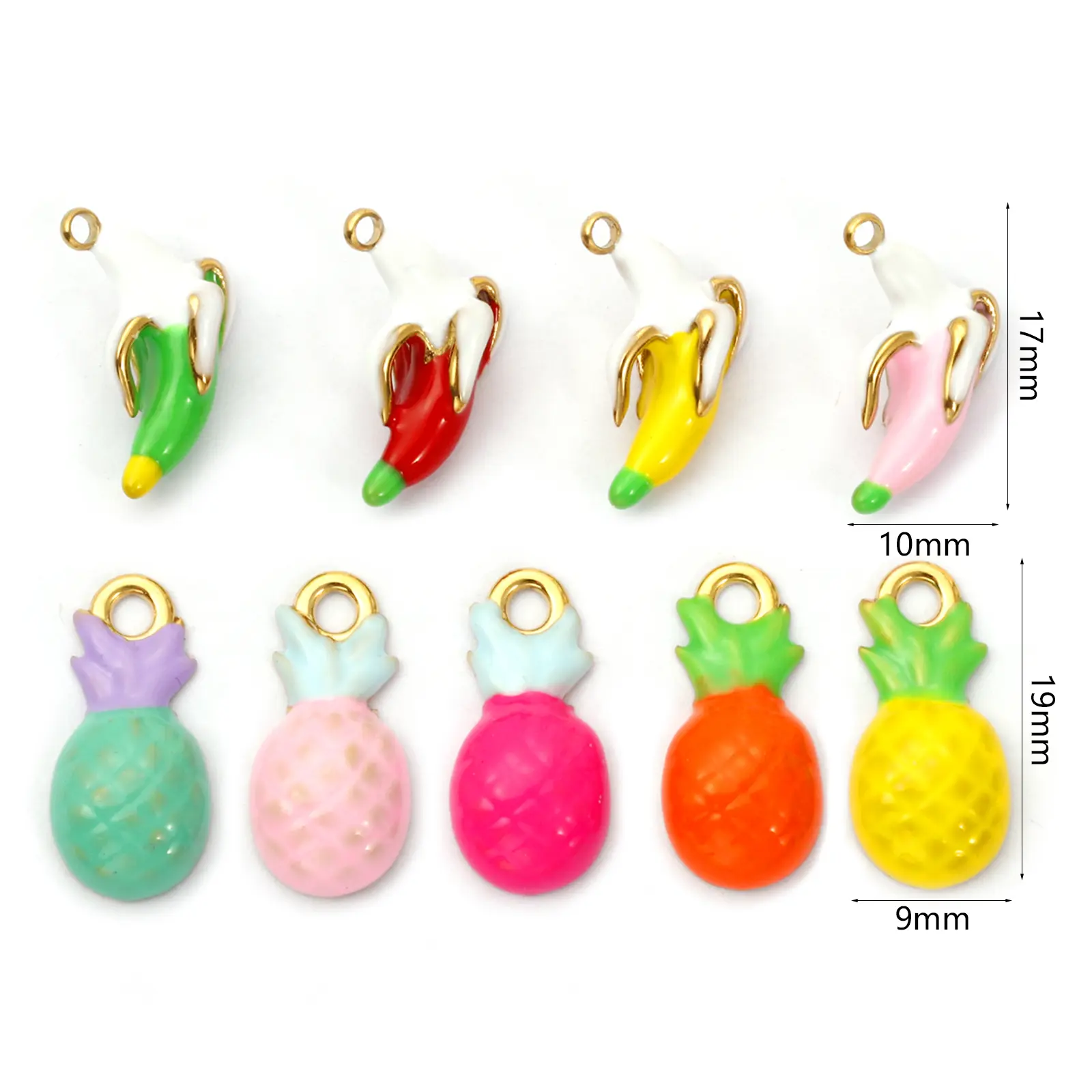 1 Piece 304 Stainless Steel Fruit Charms Enamel Pineapple Banana 18K Gold Plated Pendant For DIY Necklace Jewelry Making