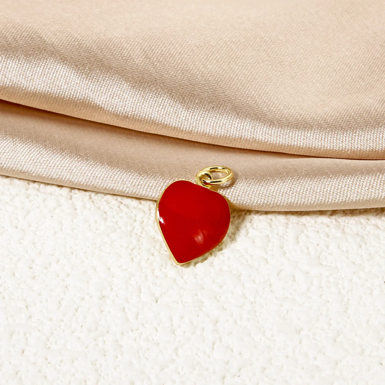 2 PCs Brass Valentine's Day Charms 18K Real Gold Plated Red Enamel Heart Pendants For DIY Necklace Jewerly Making 17mm x 11mm