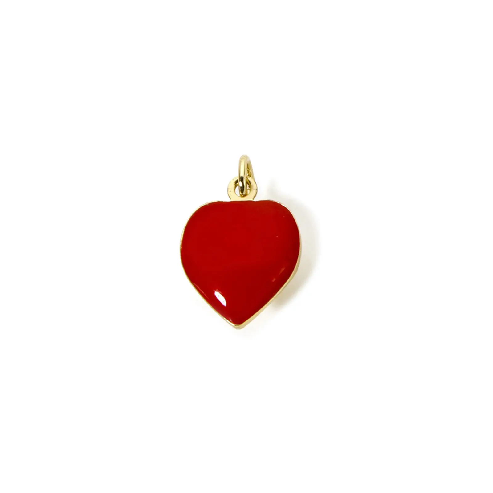 2 PCs Brass Valentine's Day Charms 18K Real Gold Plated Red Enamel Heart Pendants For DIY Necklace Jewerly Making 17mm x 11mm