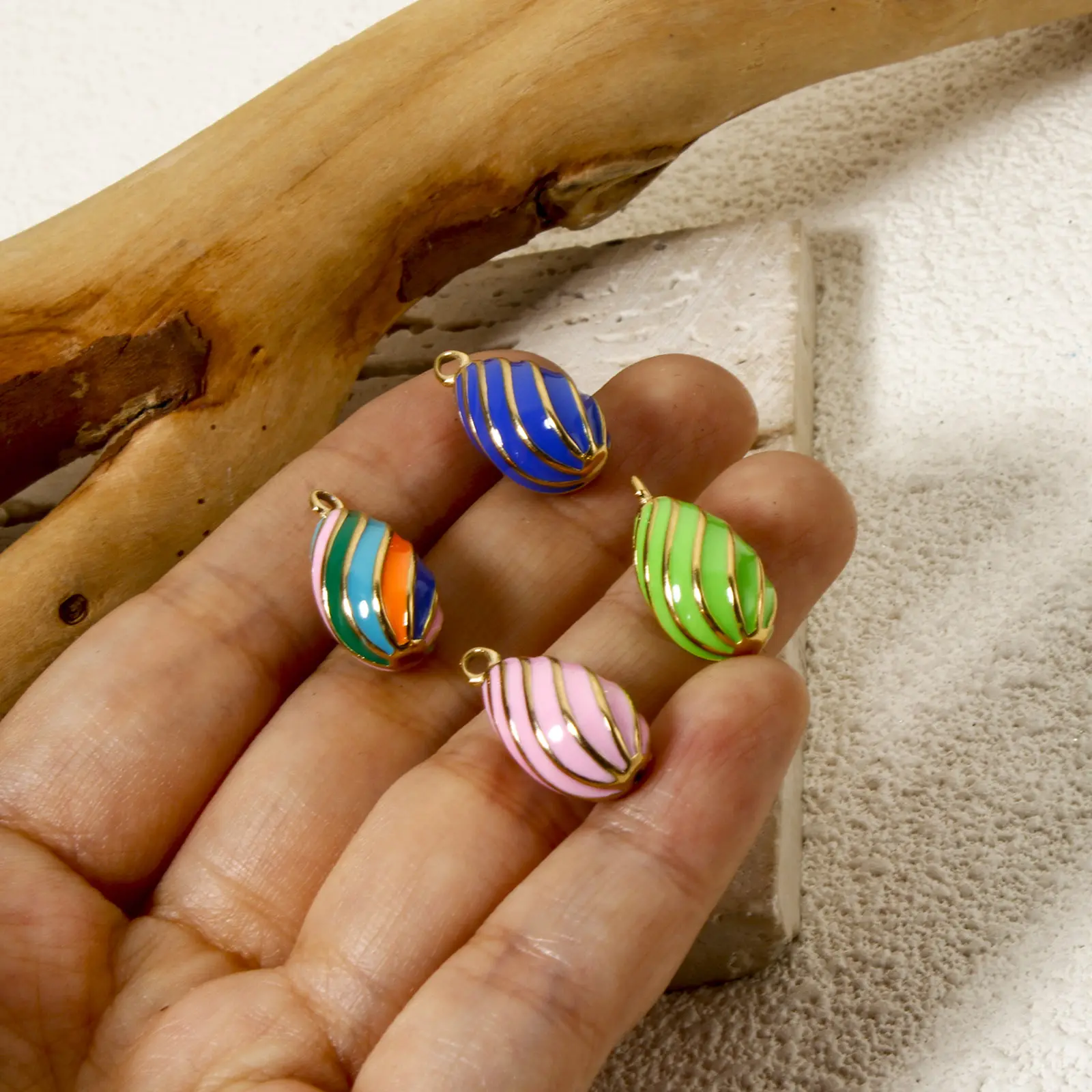 1 Piece Easter Egg Charms 304 Stainless Steel 14K Real Gold Plated Drop Spiral Pendant Necklace DIY Making 20mm x 10mm