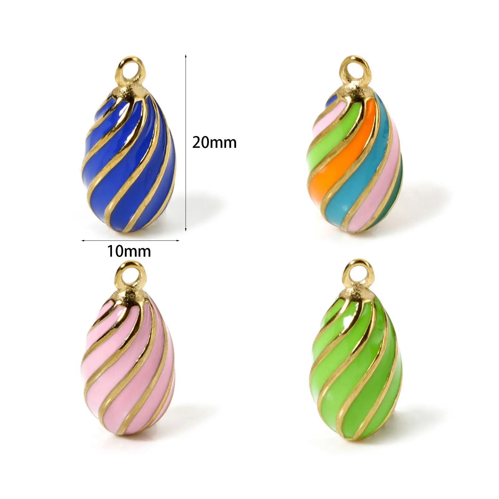 1 Piece Easter Egg Charms 304 Stainless Steel 14K Real Gold Plated Drop Spiral Pendant Necklace DIY Making 20mm x 10mm