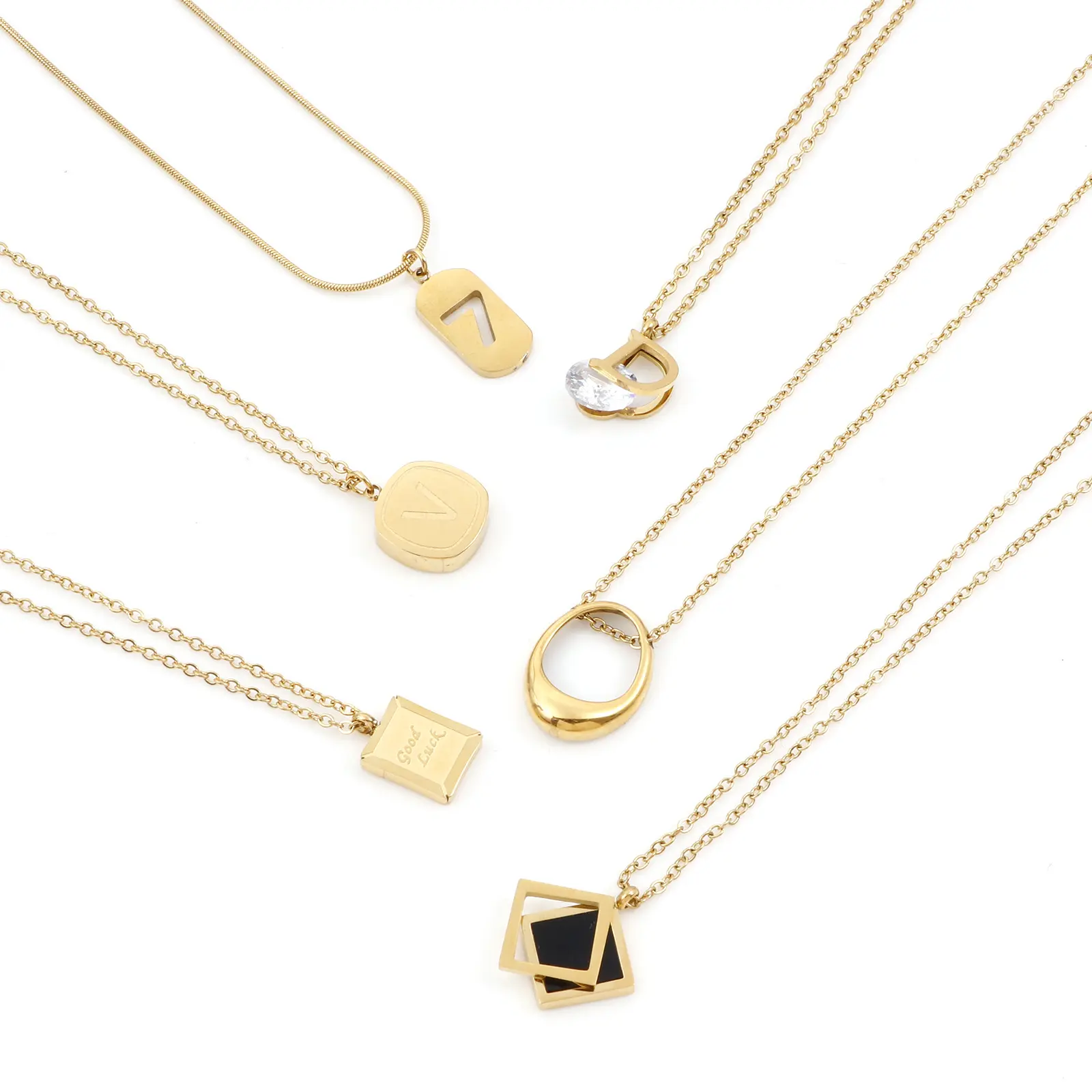1 Piece Fashion 304 Stainless Steel Link Cable Chain Necklace Gold Color Oval Pendant Necklace For Women Party Jewelry Gifts