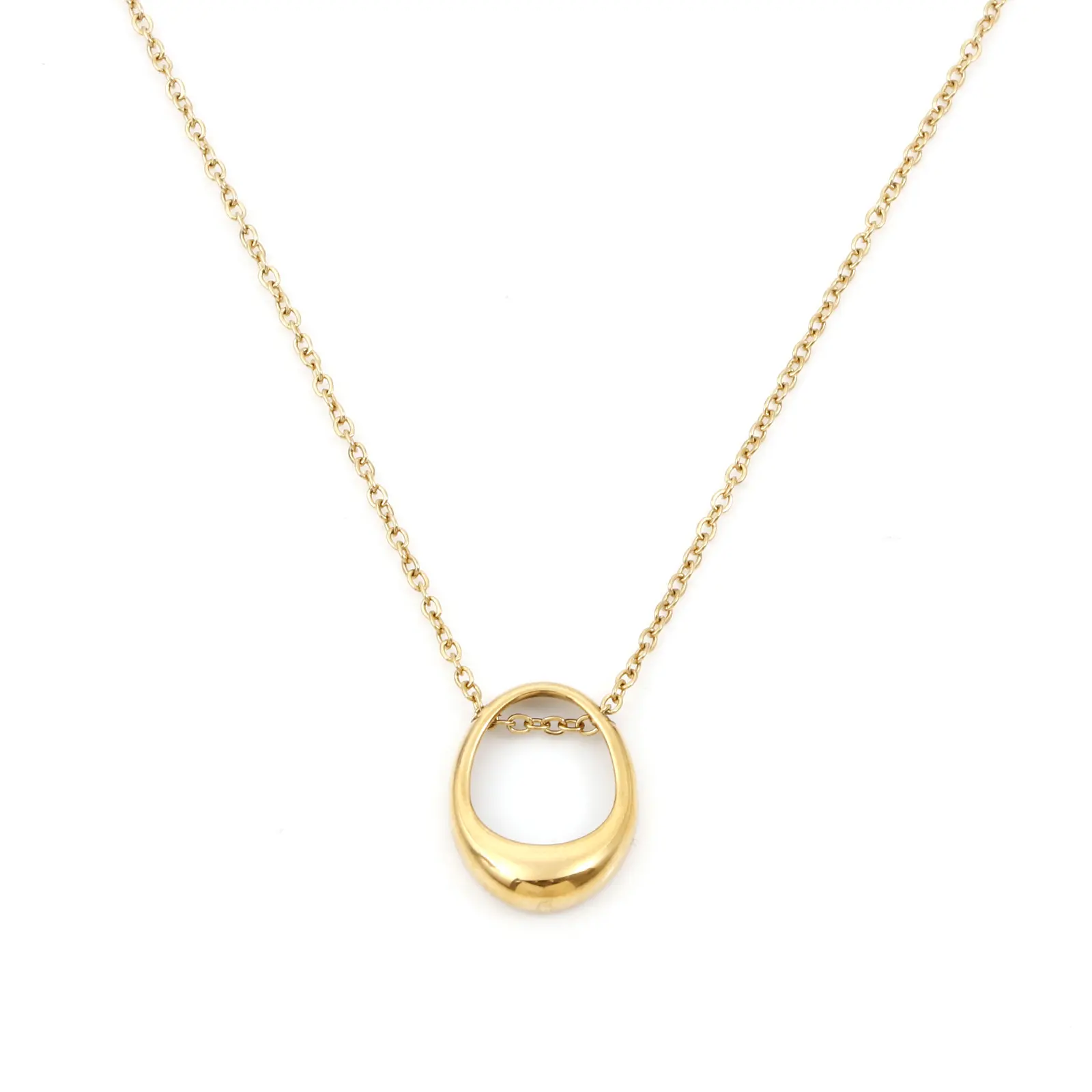 1 Piece Fashion 304 Stainless Steel Link Cable Chain Necklace Gold Color Oval Pendant Necklace For Women Party Jewelry Gifts