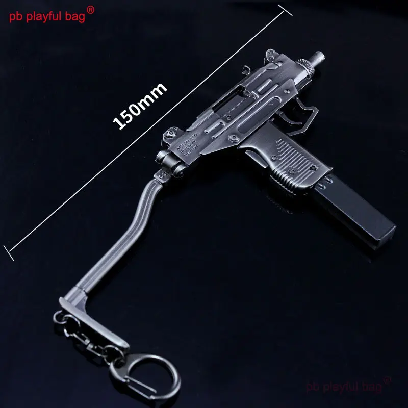 15cm micro UZI submachine gun Alloy model Figures Key ring pendant Mini Metal Portable Gun Model Children's Toys HG274