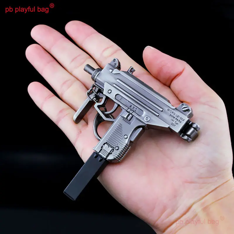 15cm micro UZI submachine gun Alloy model Figures Key ring pendant Mini Metal Portable Gun Model Children's Toys HG274