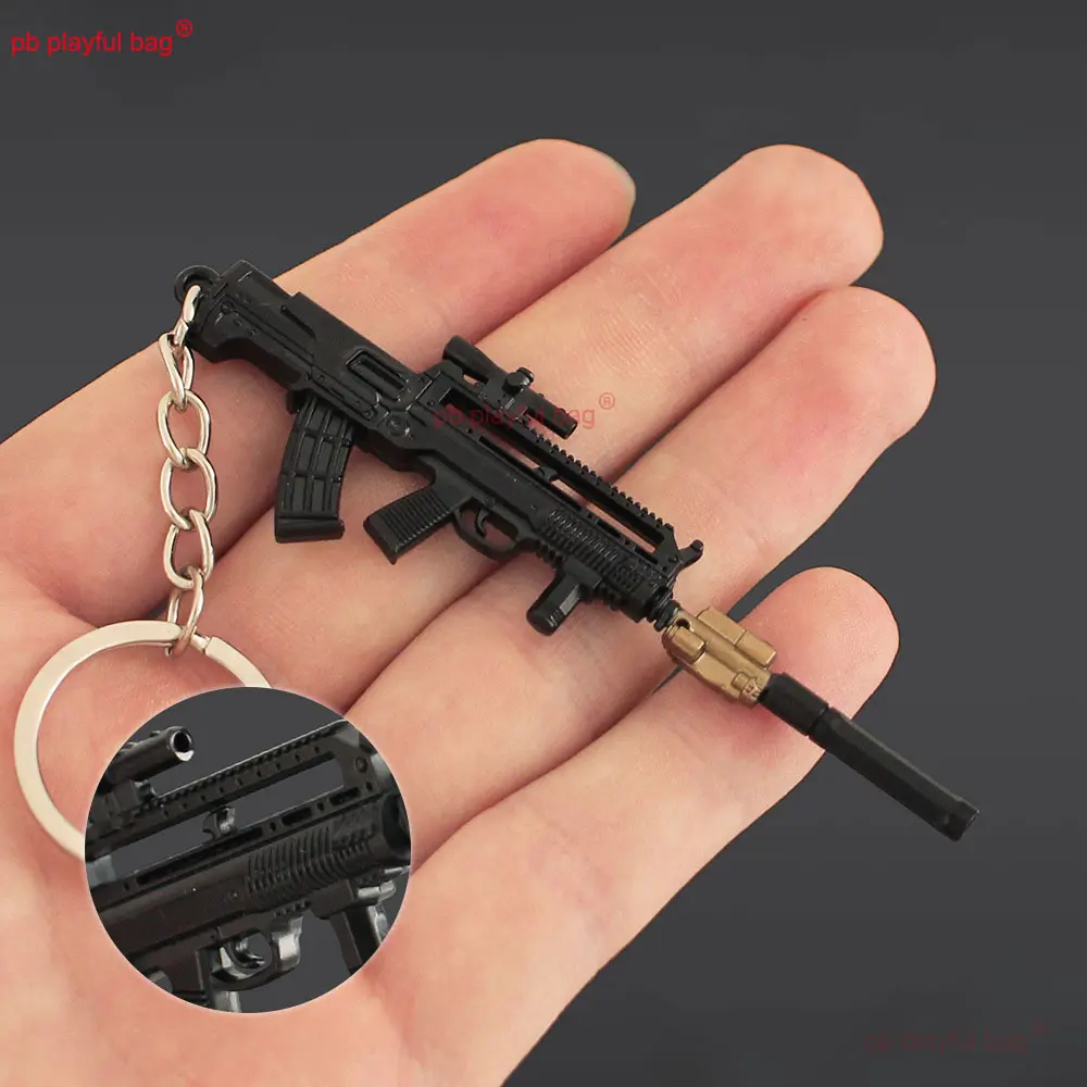 9cm Mini T95-1 Rifle Model Keychain Alloy Gun Toy Pendant Decoration CS Game Weapon Collection Kids Christmas Gifts ZG381