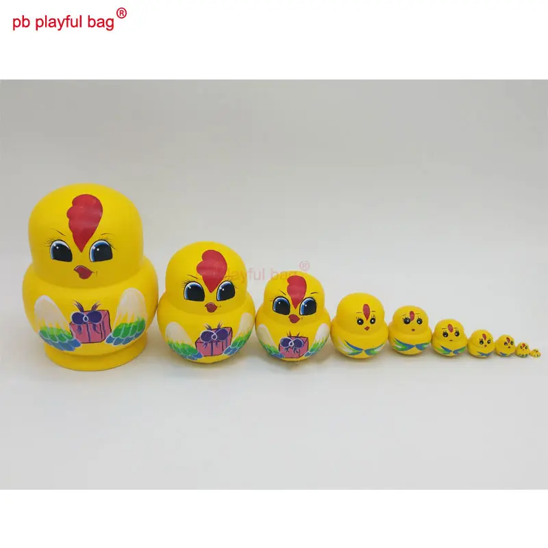 Ten Layer Chicken Russian Dolls Painted Wooden Kids Toy Exquisite Crafts Christmas Gift Russian Nesting Doll Decorations HG47