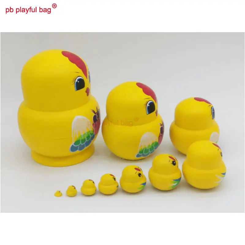 Ten Layer Chicken Russian Dolls Painted Wooden Kids Toy Exquisite Crafts Christmas Gift Russian Nesting Doll Decorations HG47