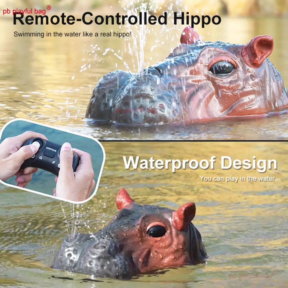 2025 Remote Control 2.4GHz Double Propeller Simulation Hippopotamus Boat Water Spraying Animal Model Electric RC Toy Gifts VG206