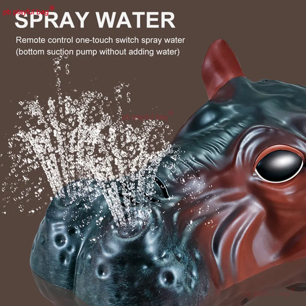 2025 Remote Control 2.4GHz Double Propeller Simulation Hippopotamus Boat Water Spraying Animal Model Electric RC Toy Gifts VG206