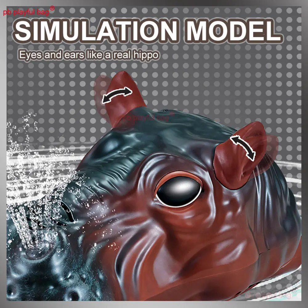 2025 Remote Control 2.4GHz Double Propeller Simulation Hippopotamus Boat Water Spraying Animal Model Electric RC Toy Gifts VG206