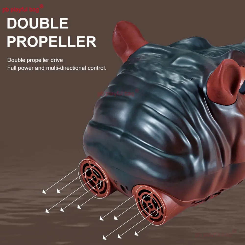 2025 Remote Control 2.4GHz Double Propeller Simulation Hippopotamus Boat Water Spraying Animal Model Electric RC Toy Gifts VG206