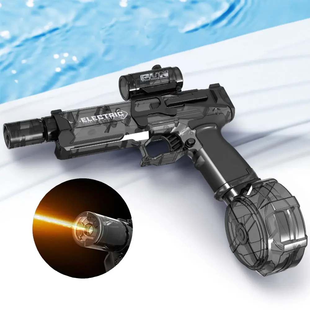 2024 ICE RAT Electric Water Gun Cool Flashing Shooting Water Pistol Full Automatic Summer Adult Toy Entertainment Kid Gift QG553