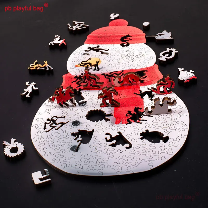 214PCS Puzzle Decorative Wooden Box Kids Educational Toys Irregular Puzzle Snowman Adult Release Stress Christmas Gifts UG168