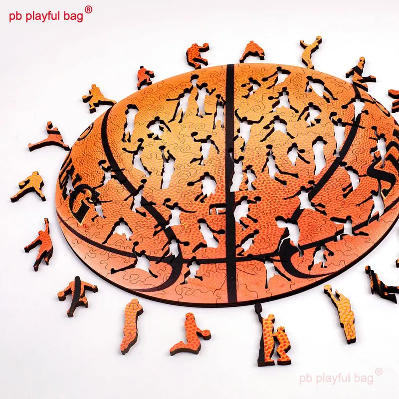 PB Playful Bag Wooden Puzzle Irregular Basketball Puzzle Children's Educational Toys Decoration Creative Gifts with Box UG164