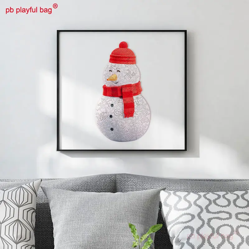 214PCS Puzzle Decorative Wooden Box Kids Educational Toys Irregular Puzzle Snowman Adult Release Stress Christmas Gifts UG168