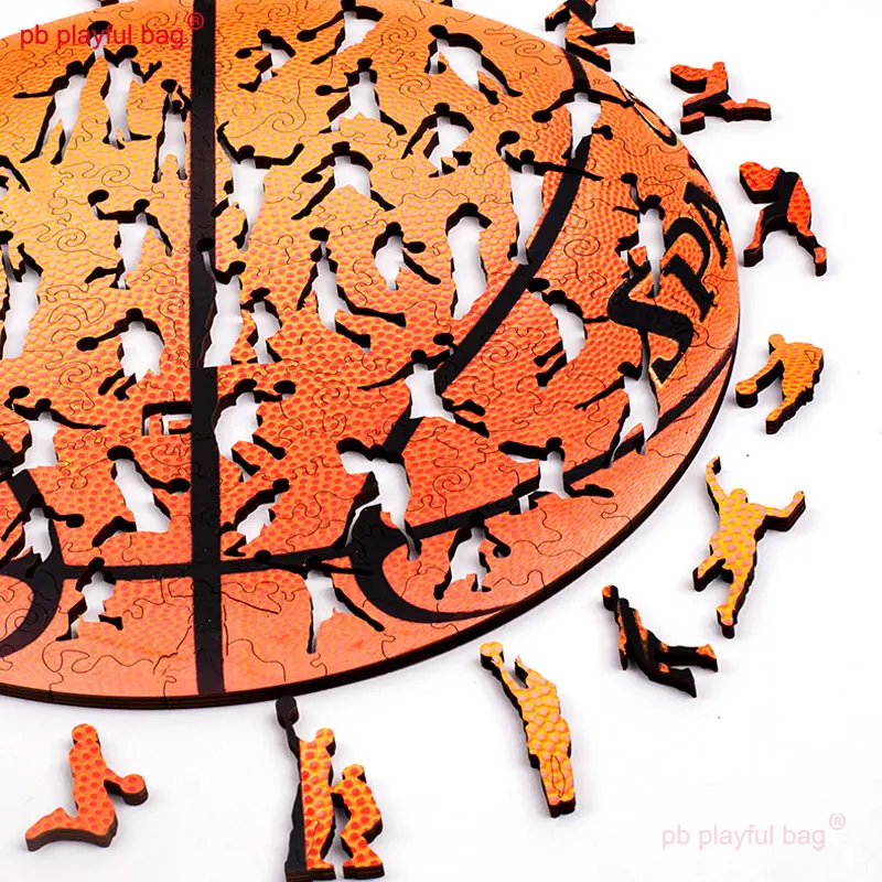 PB Playful Bag Wooden Puzzle Irregular Basketball Puzzle Children's Educational Toys Decoration Creative Gifts with Box UG164