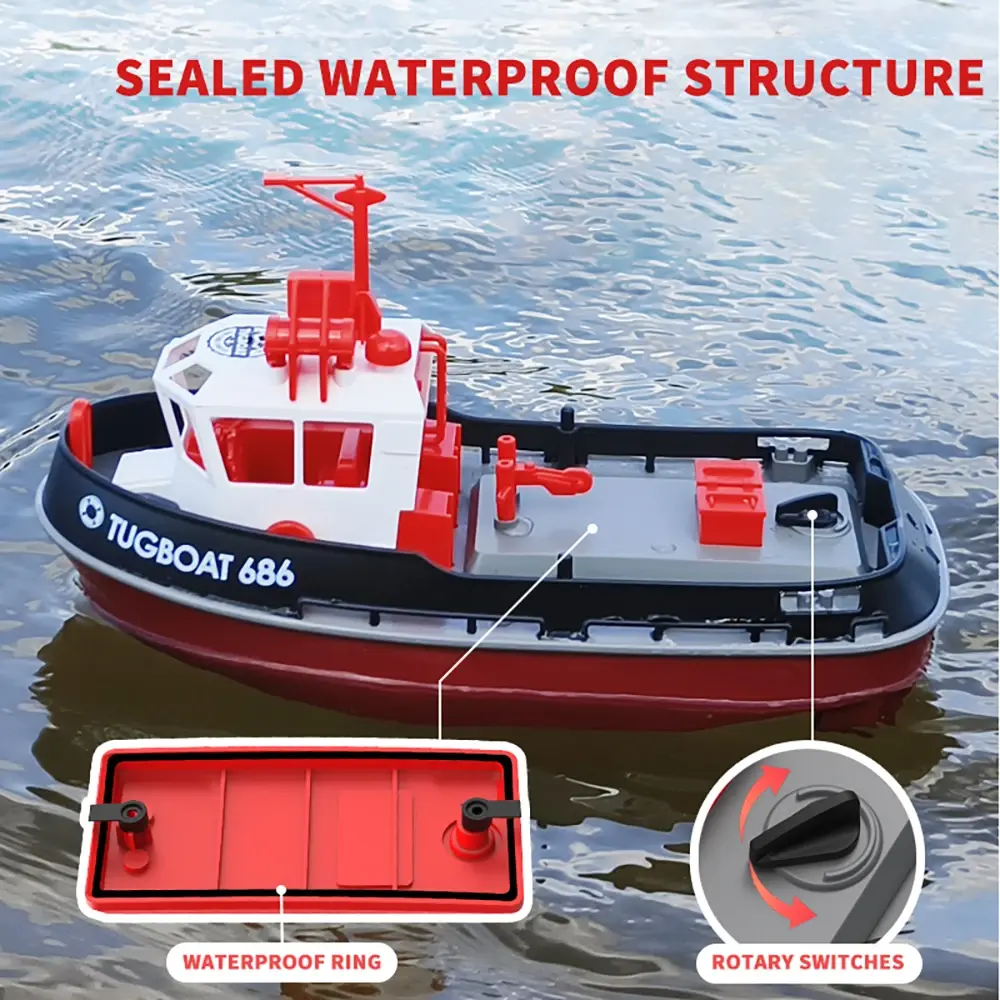 RC Boat 2.4G 1/72 Powerful Dual Motor RC Ship Long Range Wireless Electric Speedboat Remote Control Tugboat Model Toys Boys Gift