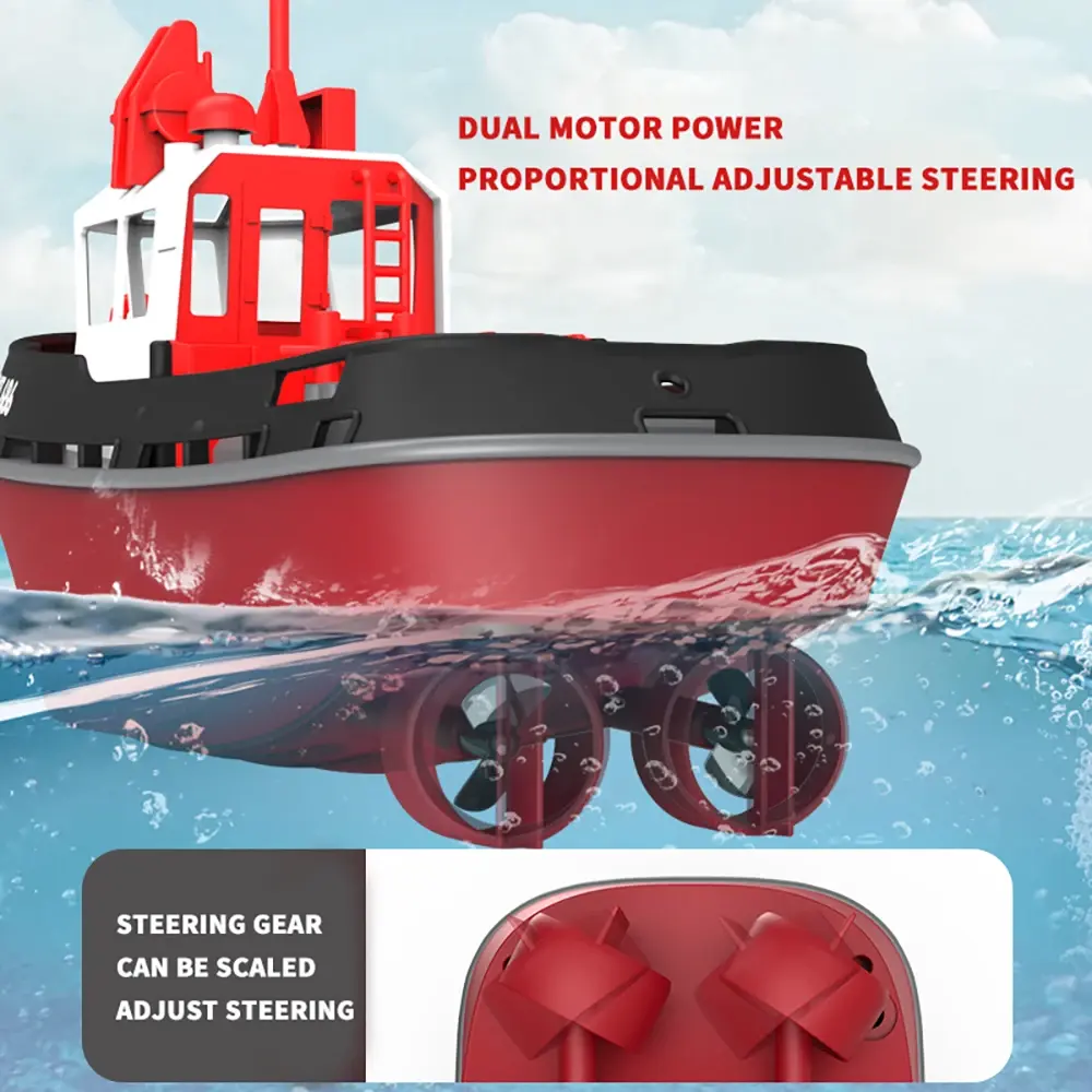 RC Boat 2.4G 1/72 Powerful Dual Motor RC Ship Long Range Wireless Electric Speedboat Remote Control Tugboat Model Toys Boys Gift