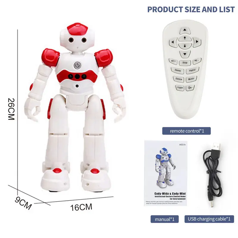 Intelligent RC Robot Gesture Sensor Remote Control Spaceman Programmable Dance Sing Song Music Electronic Robotic Toy USB Charge