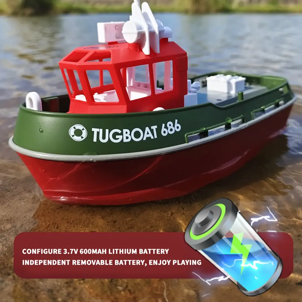 RC Boat 2.4G 1/72 Powerful Dual Motor RC Ship Long Range Wireless Electric Speedboat Remote Control Tugboat Model Toys Boys Gift