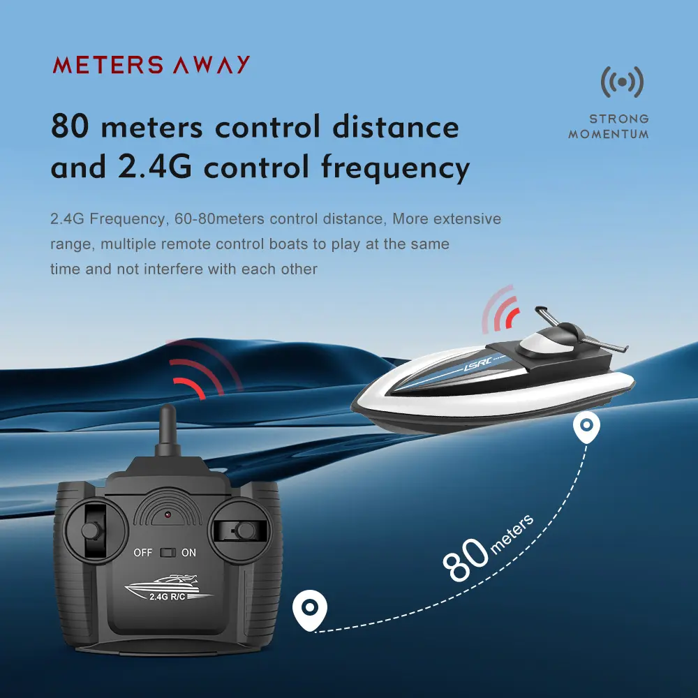 2.4G RC Racing Boat High Speed Electronic Waterproof Rechargeable Ship Racing Electric Radio Remote Control Speedboat Gifts Toys