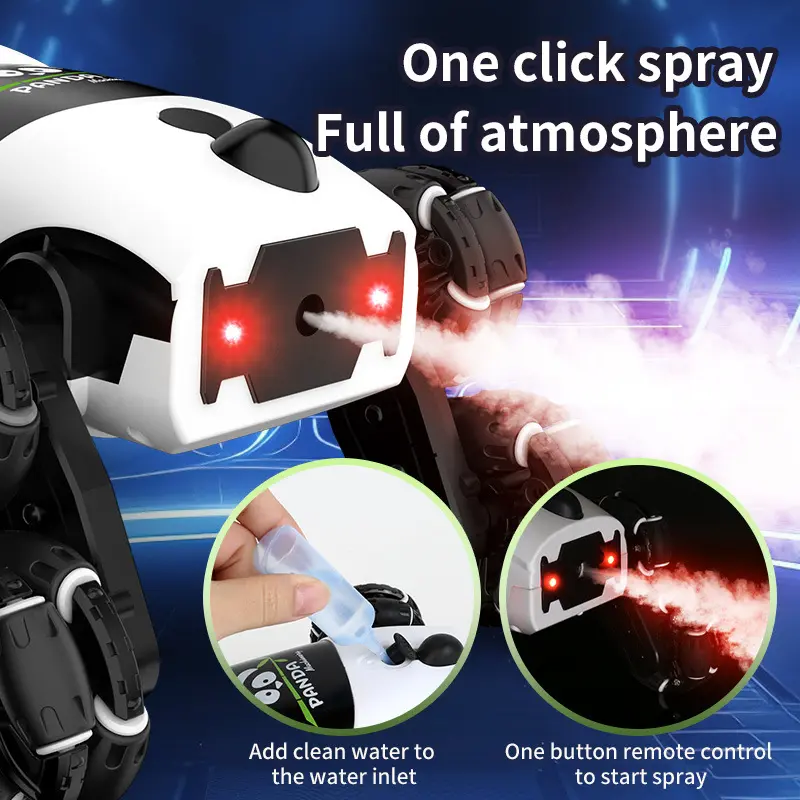 RC Panda Car 8 Tire Spray Fog Robot Animal Stunt Deformation Gesture Control Car UBS Charge Electronic Pet Kids Birthday Gift