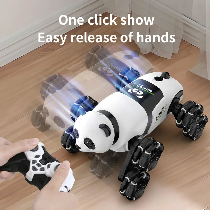 RC Panda Car 8 Tire Spray Fog Robot Animal Stunt Deformation Gesture Control Car UBS Charge Electronic Pet Kids Birthday Gift