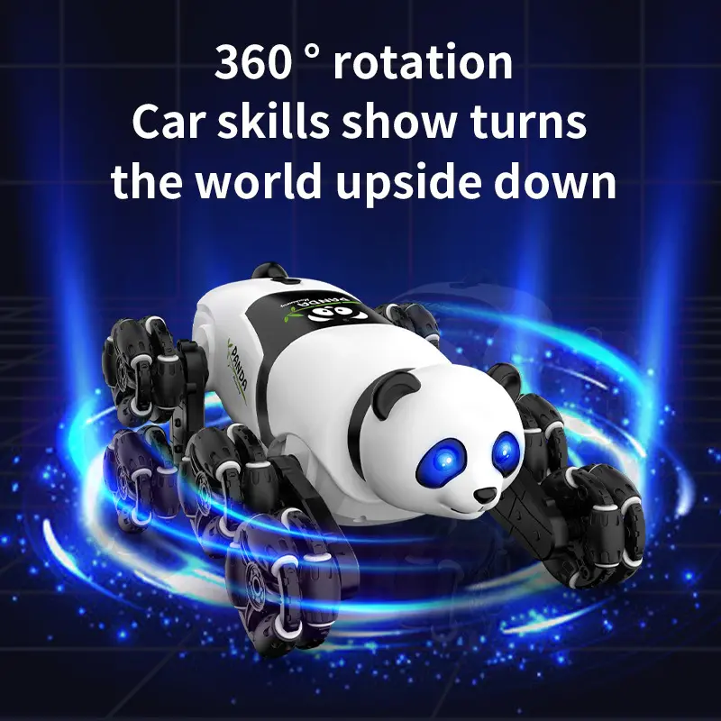 RC Panda Car 8 Tire Spray Fog Robot Animal Stunt Deformation Gesture Control Car UBS Charge Electronic Pet Kids Birthday Gift