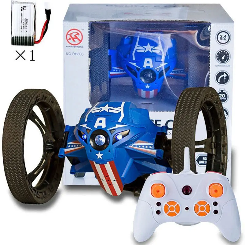 Remote Control Car With LED RC Car Bounce Robot Rotation Jump Mini Electronic Vehicle Toys For Boys Birthday Gift USB Charge