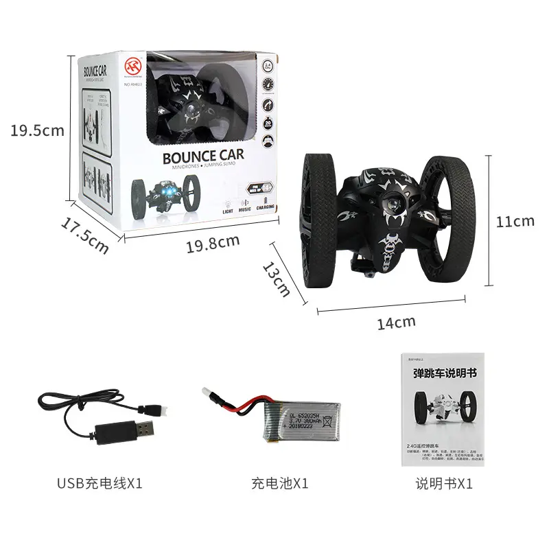 Remote Control Car With LED RC Car Bounce Robot Rotation Jump Mini Electronic Vehicle Toys For Boys Birthday Gift USB Charge