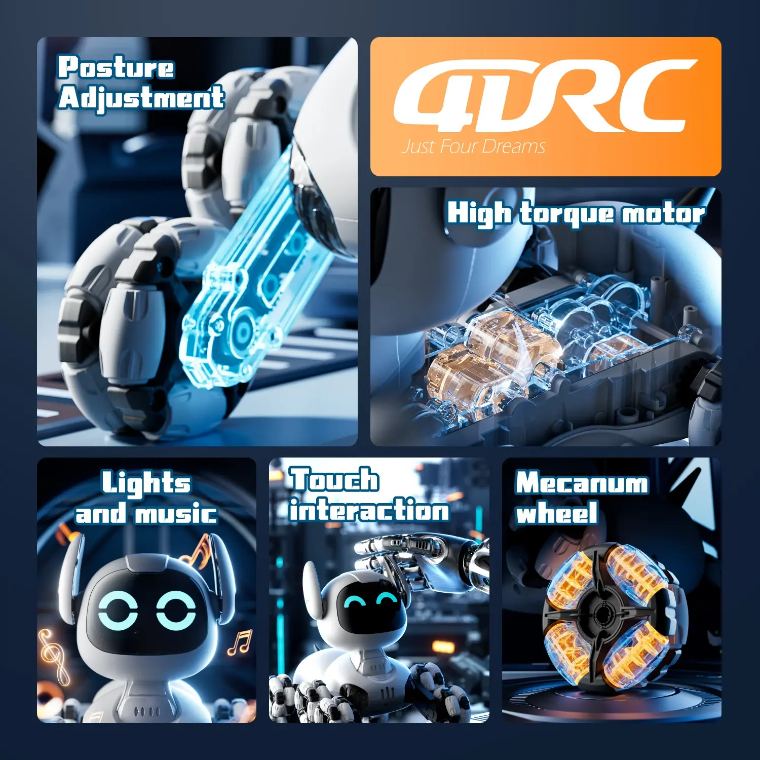 8WD RC Car Intelligent Remote Control Robot Dog Touch-sense Music Stunt RC Puppy LED Light Eyes Electronic Animal Pet Kids Toy