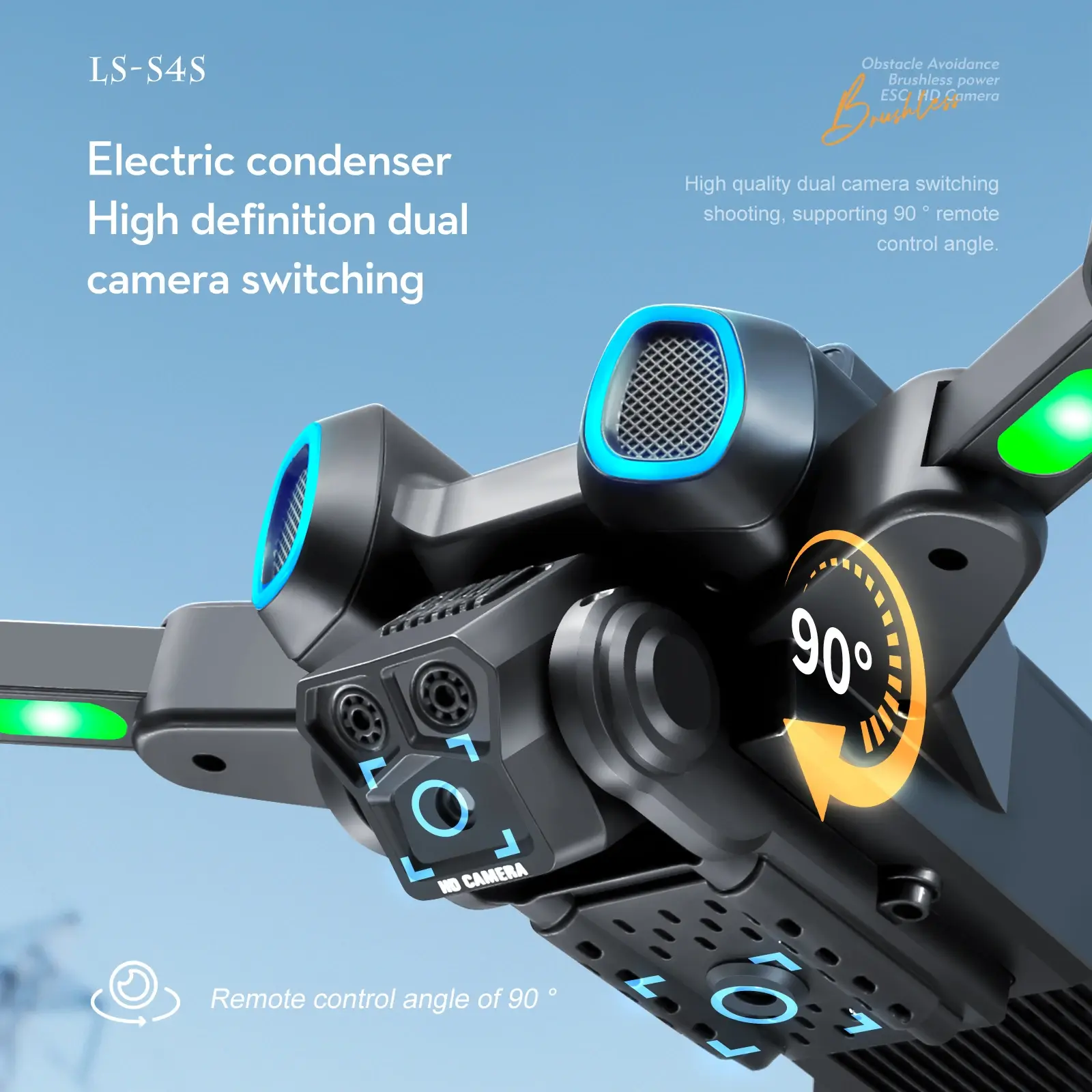 RC Mini Drone 4K Cameral Professional Remote Control Quadcopter with LED Light Brushless Obstacle Avoidance RC Helicopter Toy