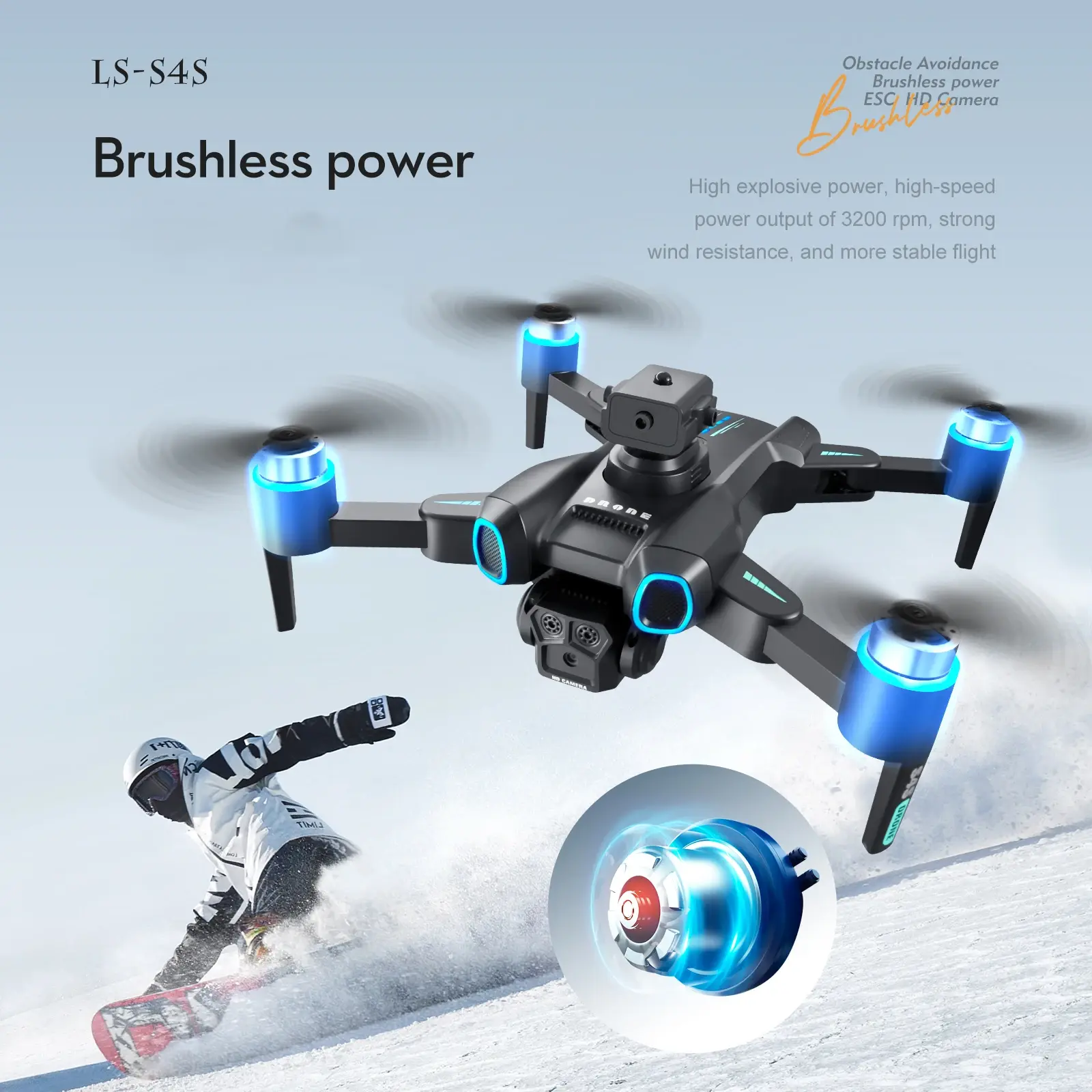RC Mini Drone 4K Cameral Professional Remote Control Quadcopter with LED Light Brushless Obstacle Avoidance RC Helicopter Toy