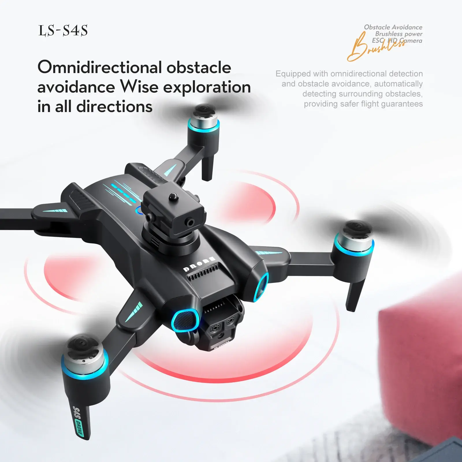 RC Mini Drone 4K Cameral Professional Remote Control Quadcopter with LED Light Brushless Obstacle Avoidance RC Helicopter Toy