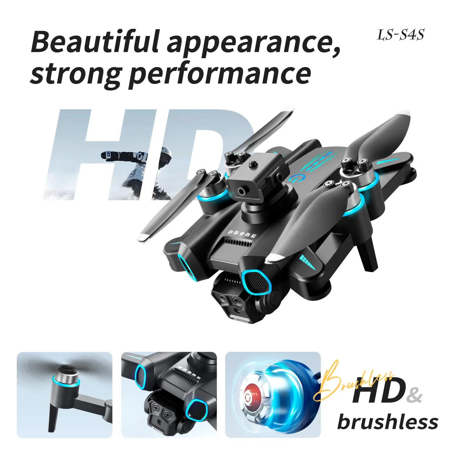 RC Mini Drone 4K Cameral Professional Remote Control Quadcopter with LED Light Brushless Obstacle Avoidance RC Helicopter Toy